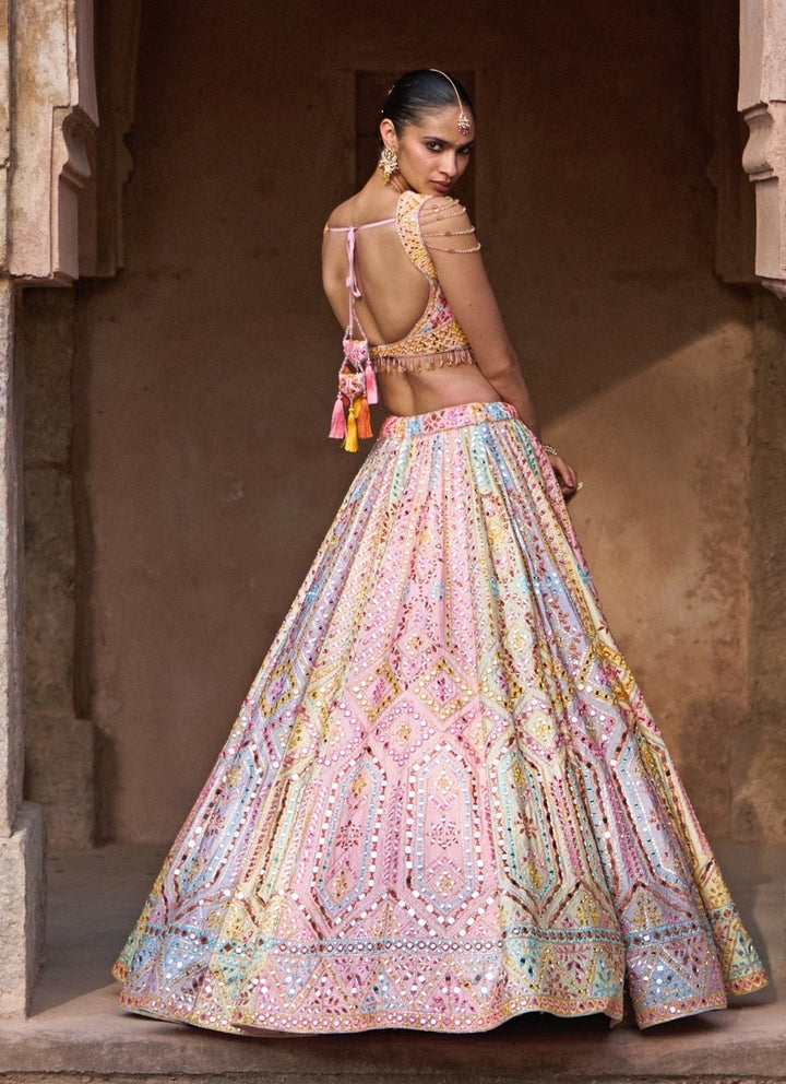 Multicolor Raw Silk Lehenga Set