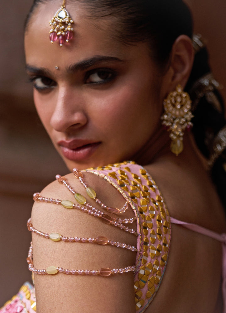 Multicolor Raw Silk Lehenga Set