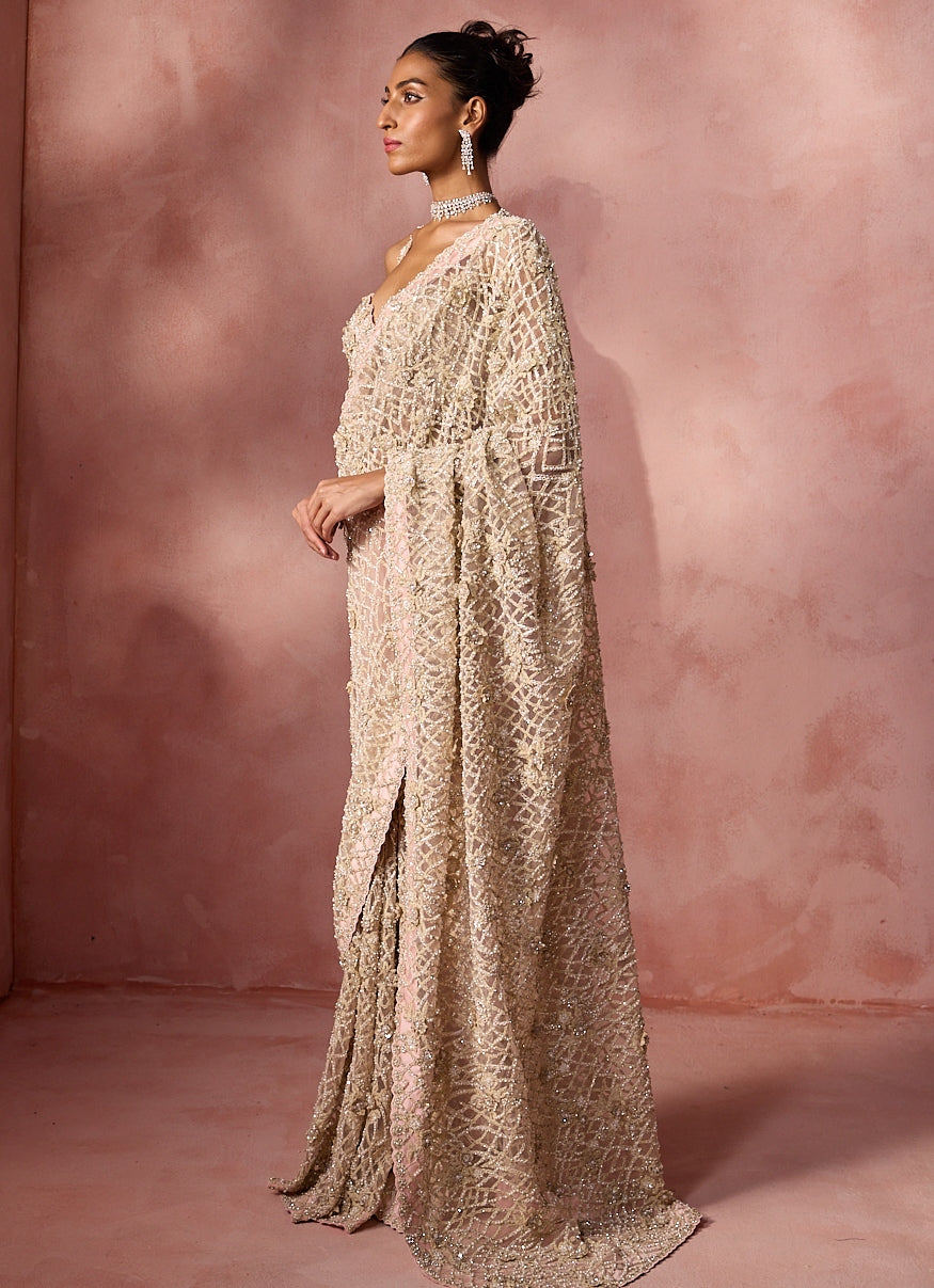 Blush Pink Soft Net Saree