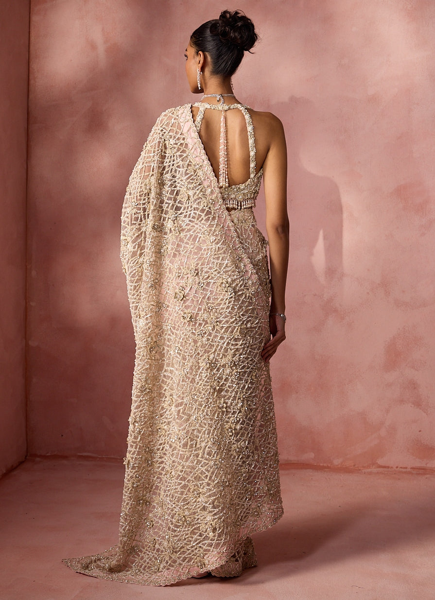 Blush Pink Soft Net Saree