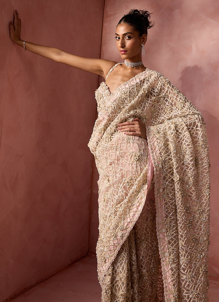 Blush Pink Soft Net Saree