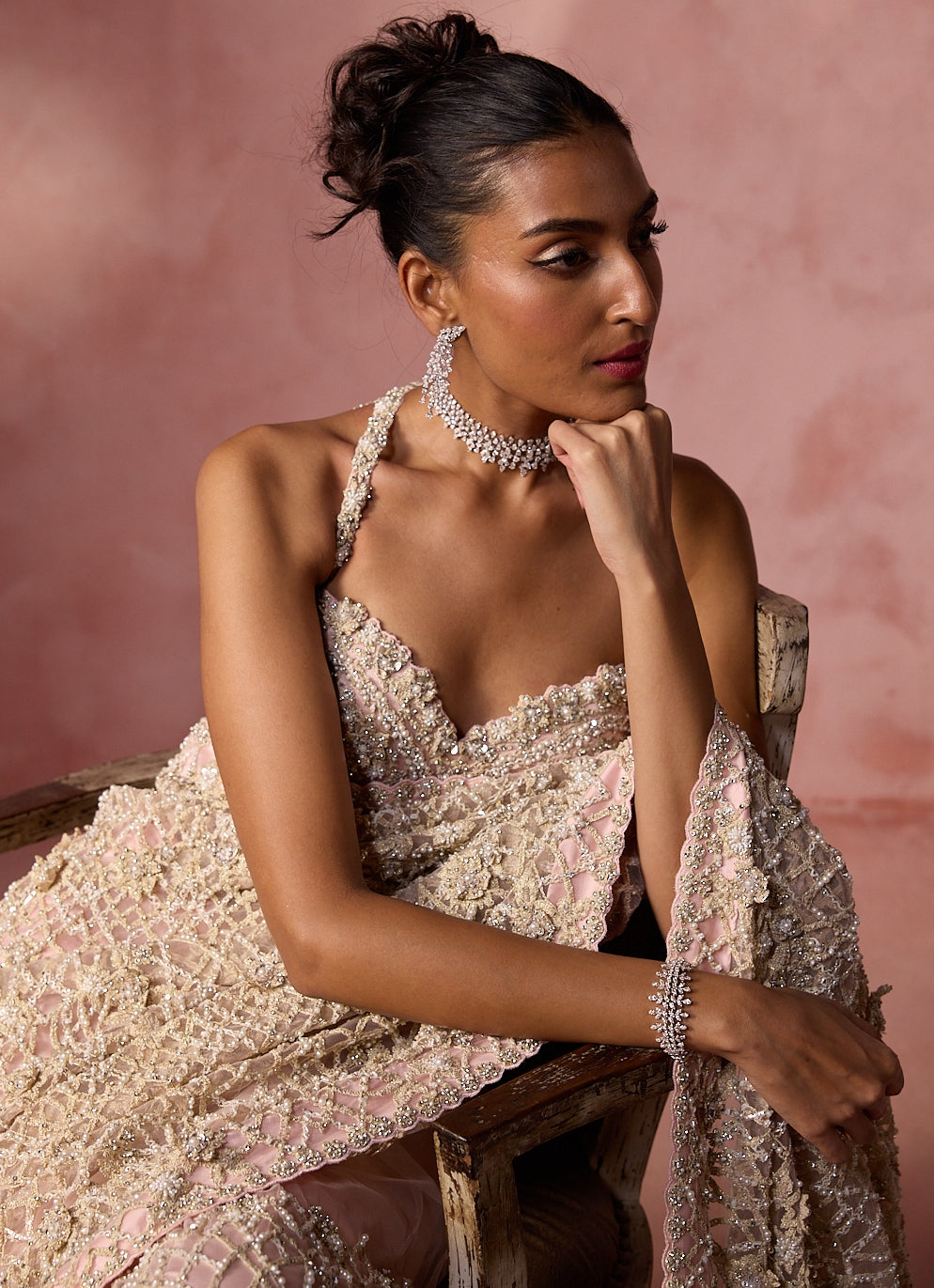 Blush Pink Soft Net Saree