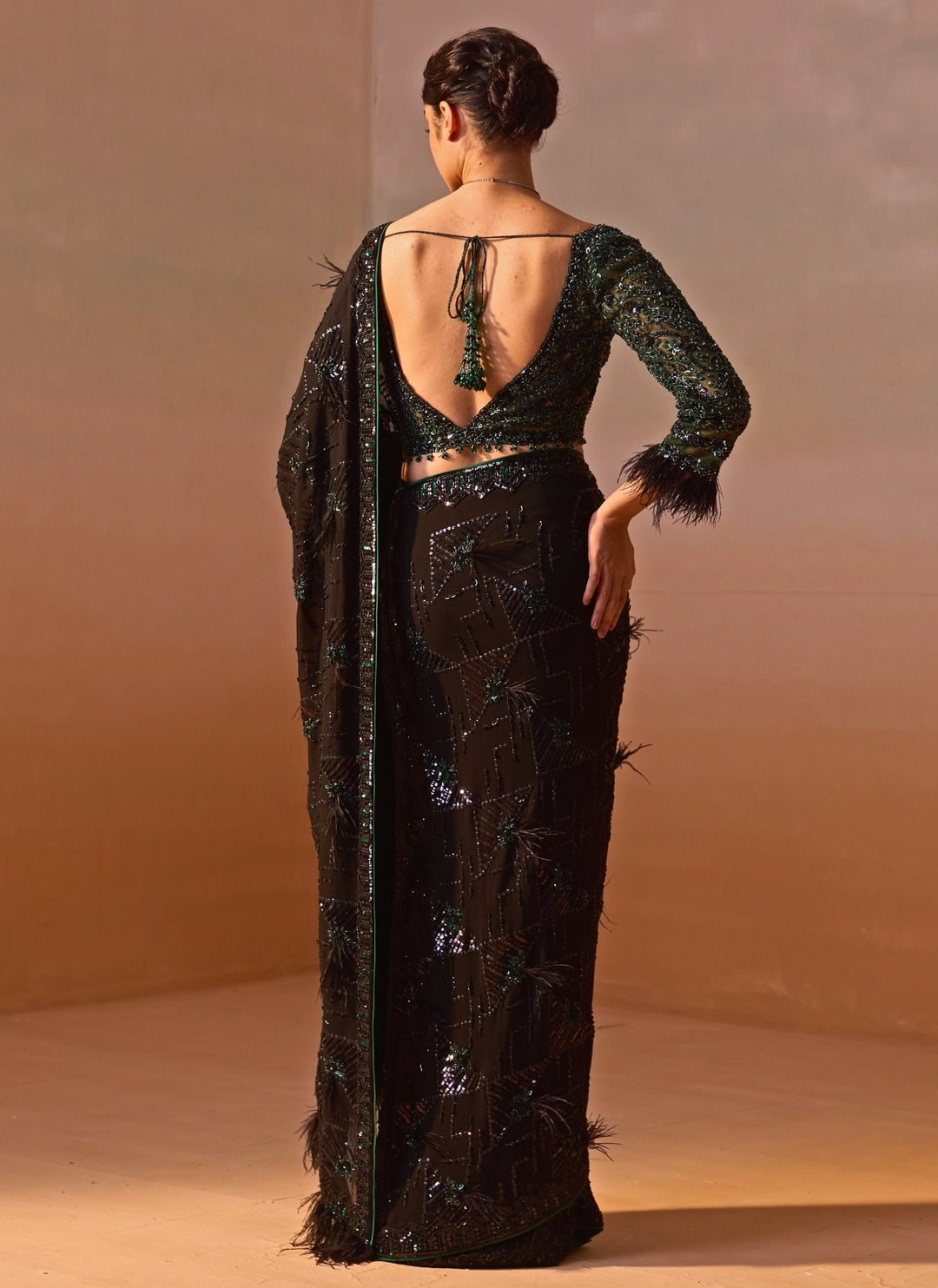 Black And Green Georgette Saree