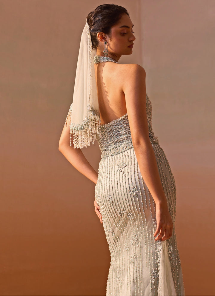 Muted Blue Soft Net Corset Skirt Set