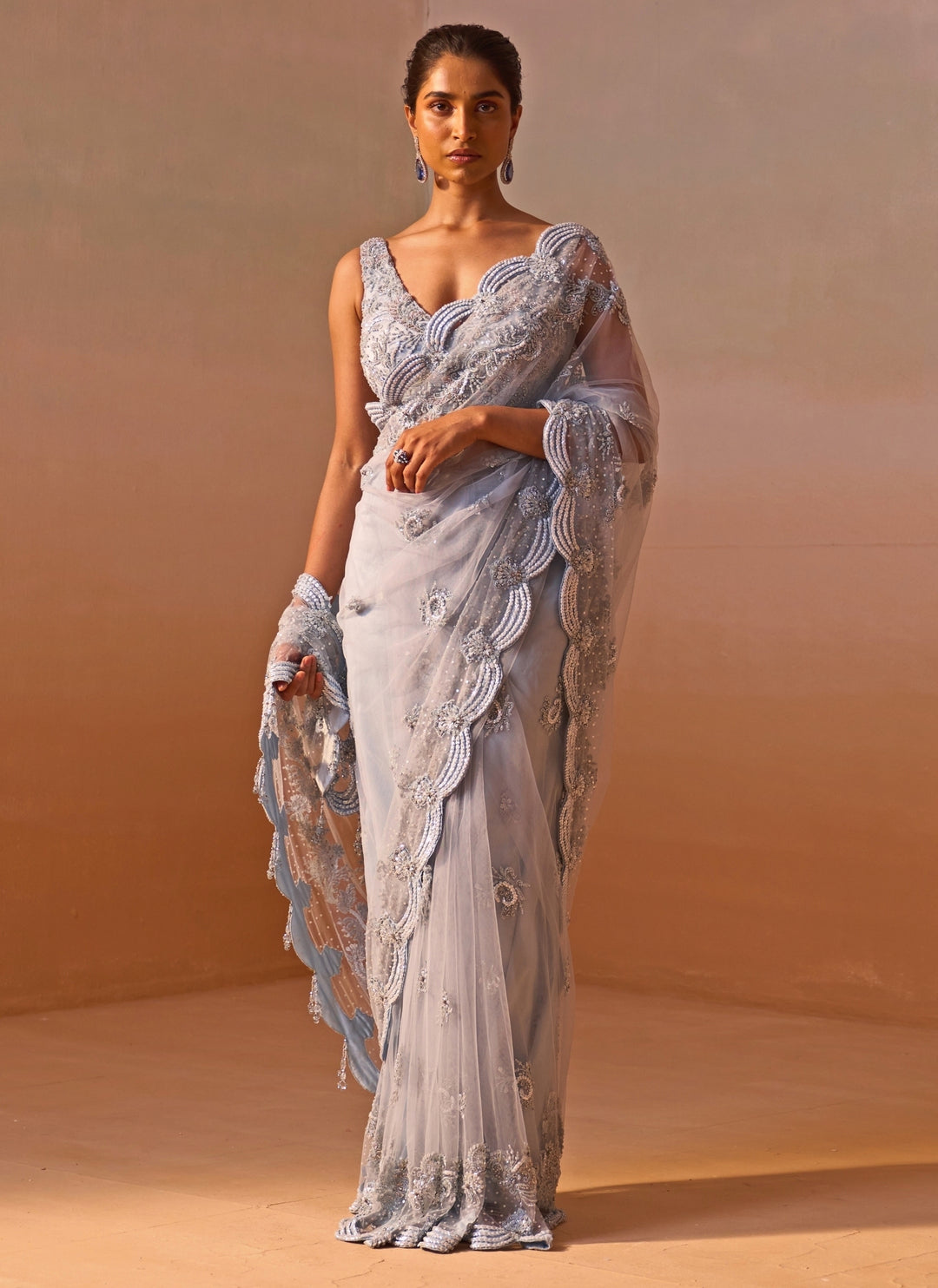 Powder Blue Soft Net Saree