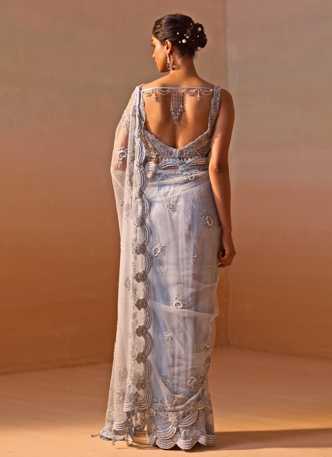 Powder Blue Soft Net Saree