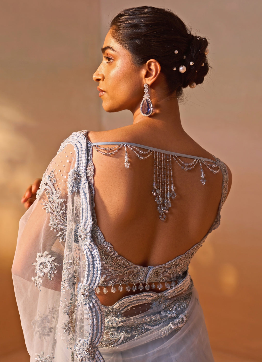 Powder Blue Soft Net Saree