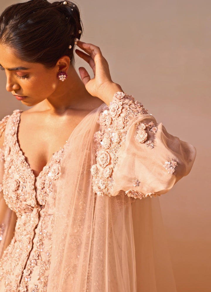 Dusty Pink Ombre Organza Kurta Garara Set