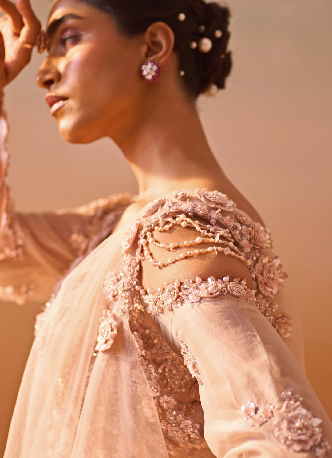 Dusty Pink Ombre Organza Kurta Garara Set