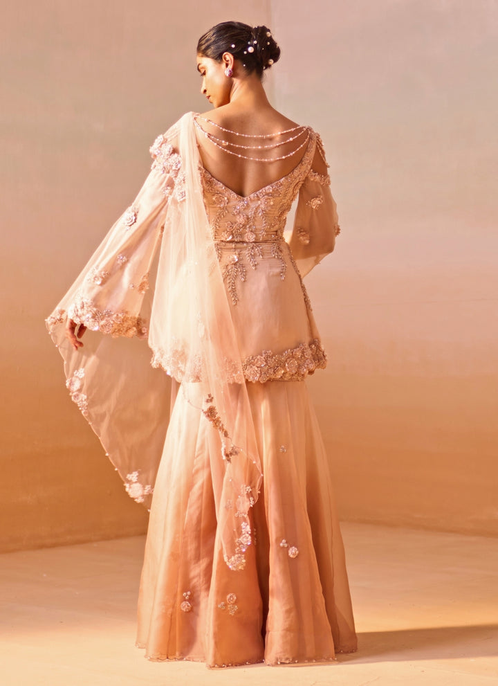 Dusty Pink Ombre Organza Kurta Garara Set