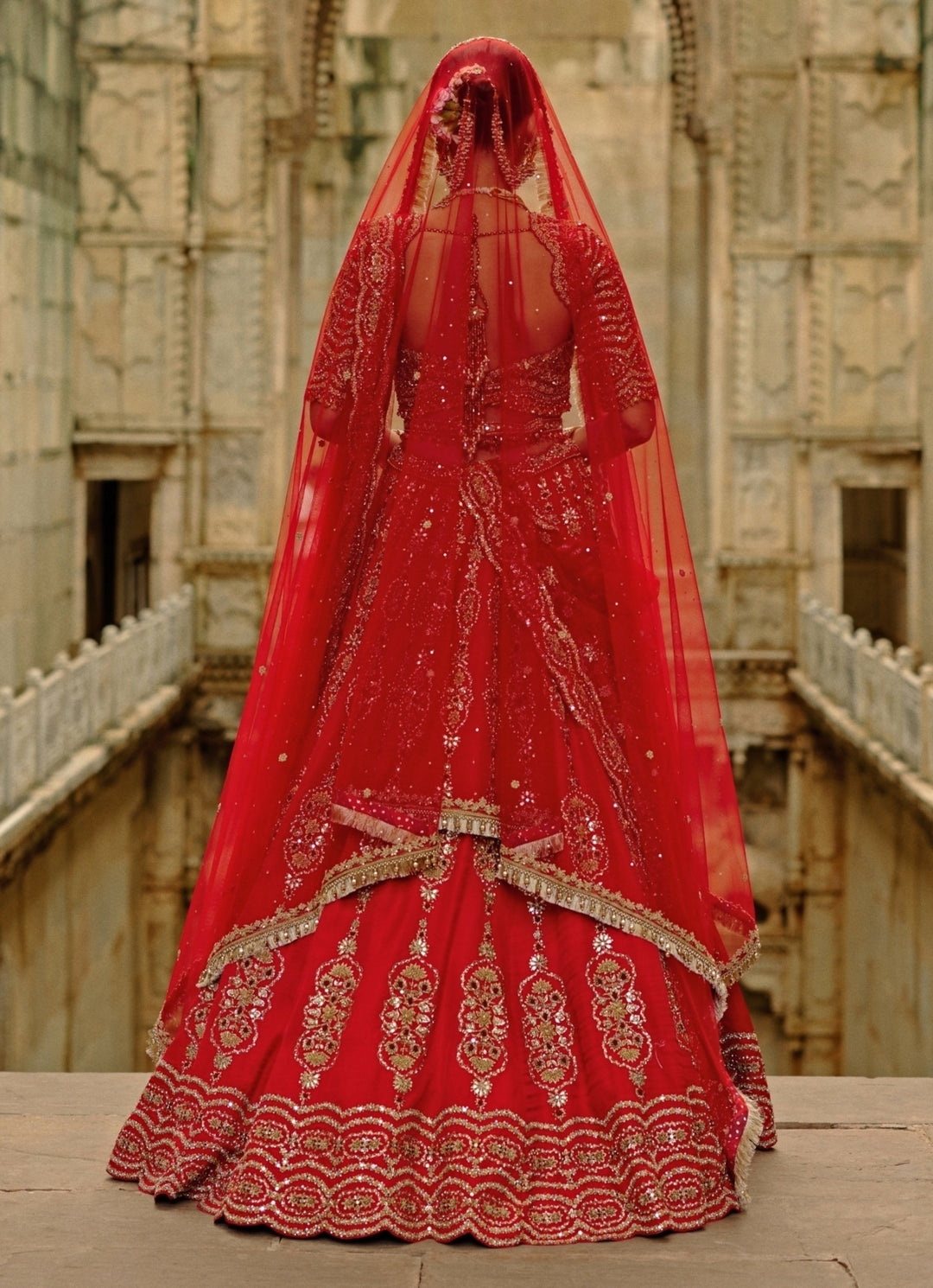 Red Satin Silk Lehenga Set