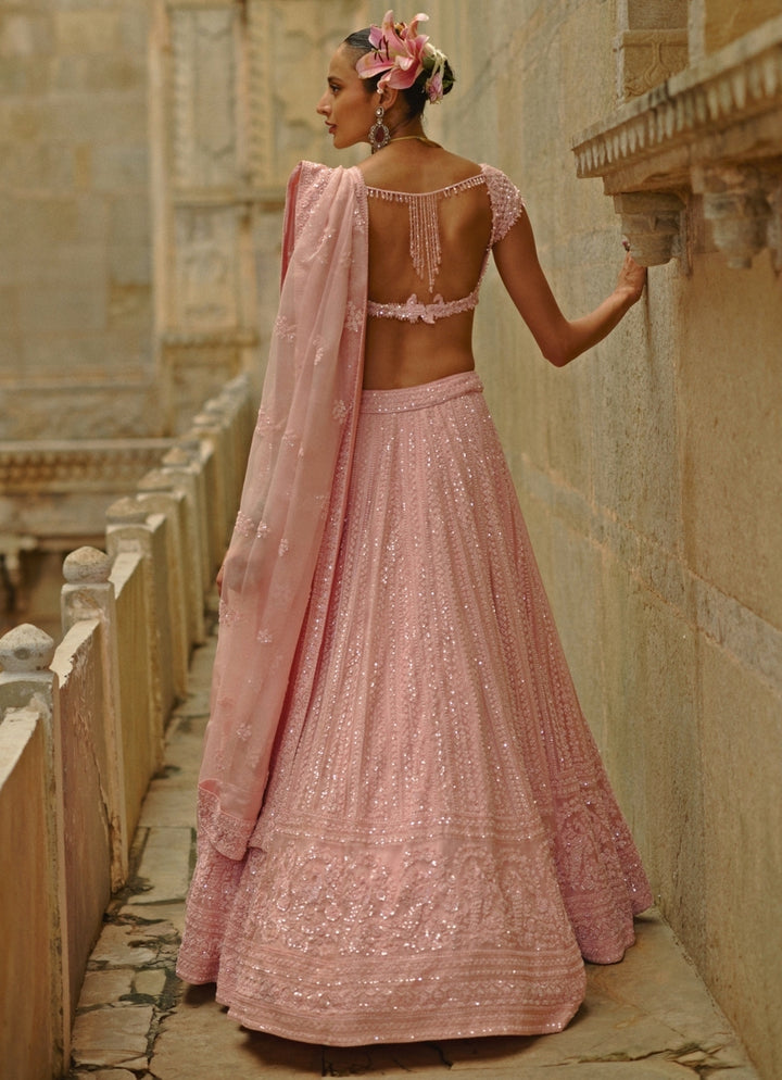 Pink Soft Net Lehenga Set
