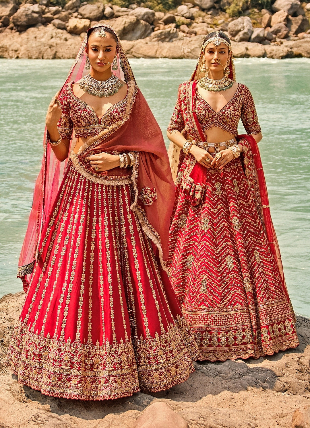 Scarlet Red Raw Silk Bridal Lehenga Set