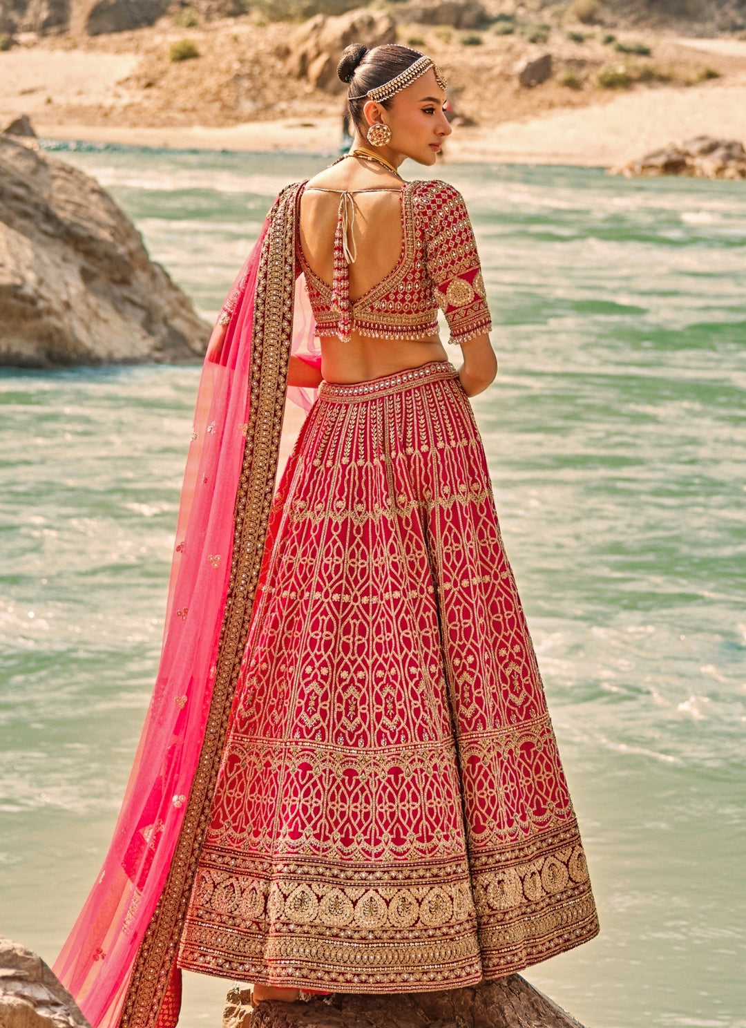 Maroon Red Raw Silk Bridal Lehenga Set