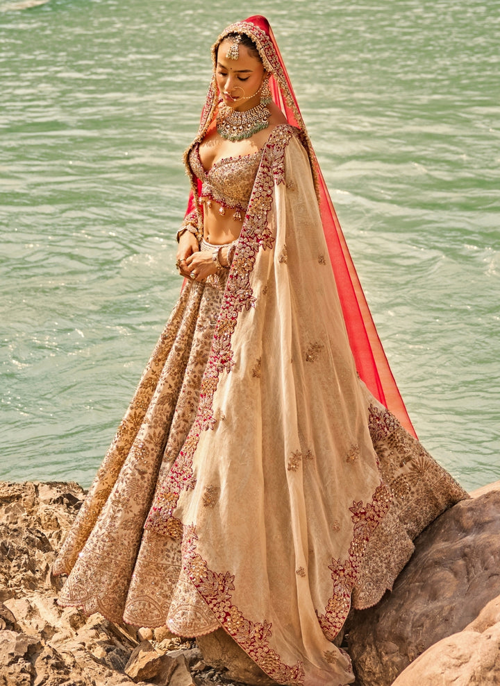 Gold Tissue Bridal Lehenga Set