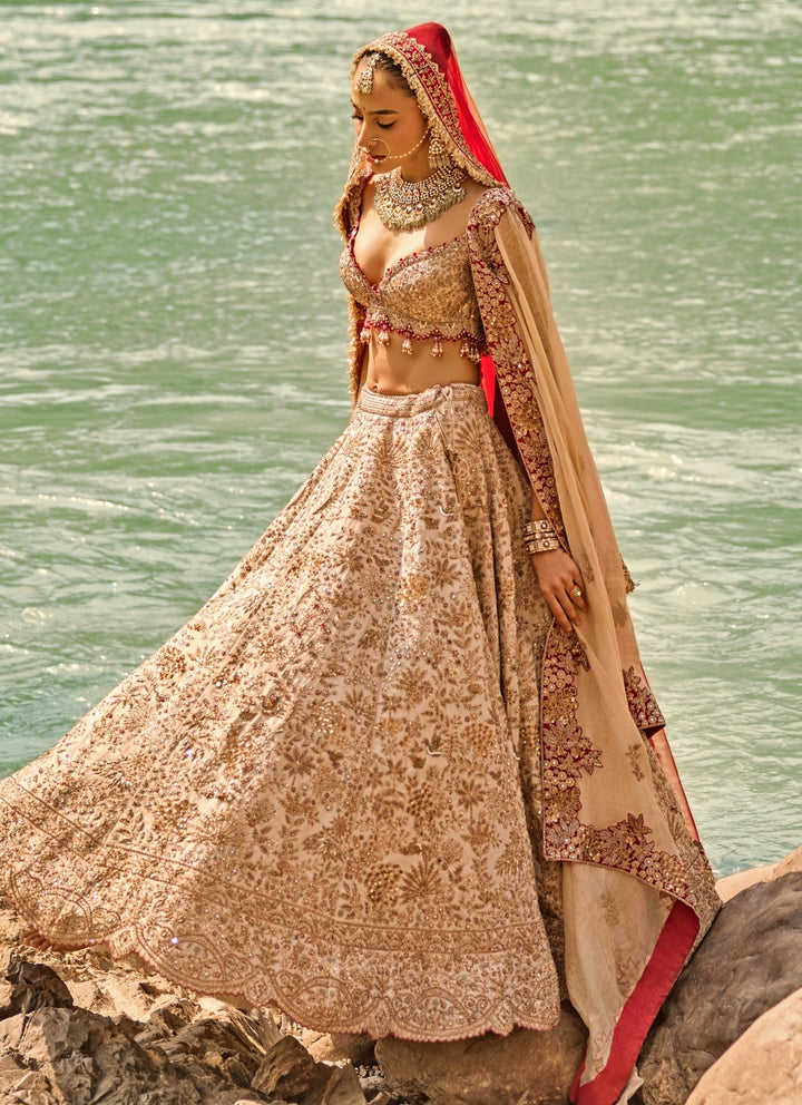 Gold Tissue Bridal Lehenga Set