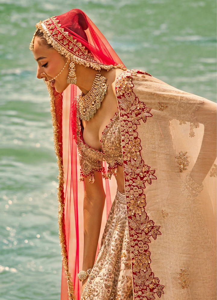 Gold Tissue Bridal Lehenga Set