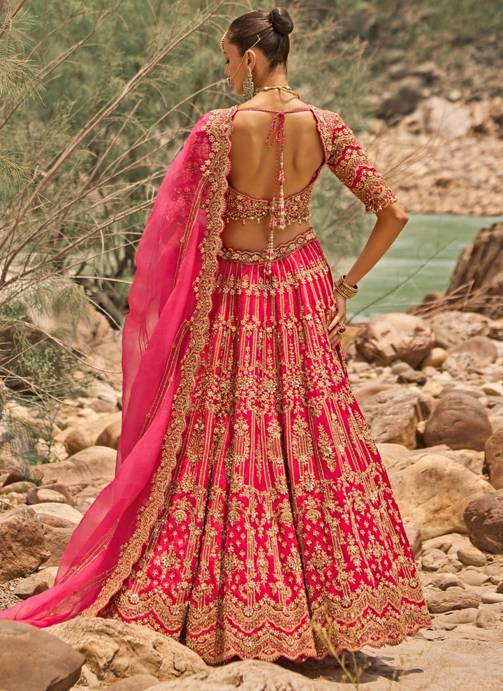 Fuschia Pink Raw Silk Lehenga Set
