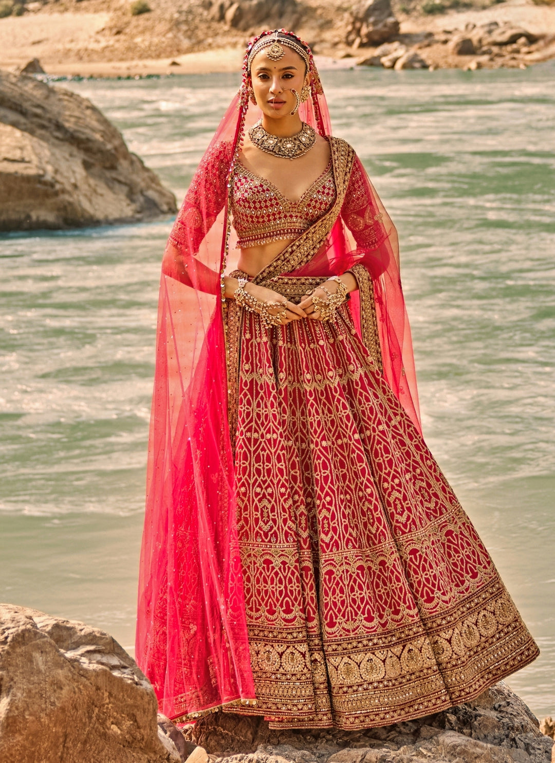 Royal Red Raw Silk Bridal Lehenga Set