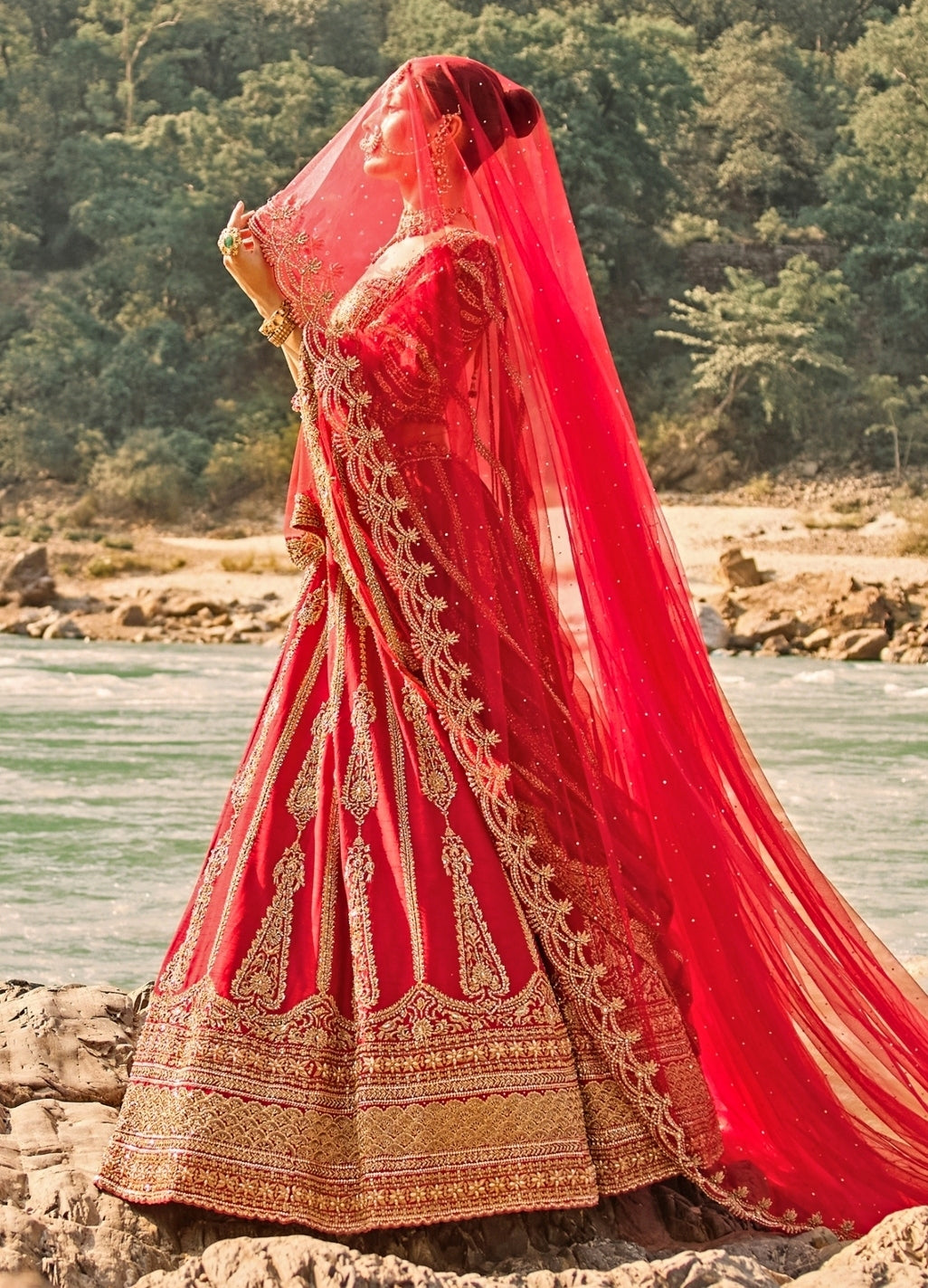 Regal Red Raw Silk Bridal Lehenga Set