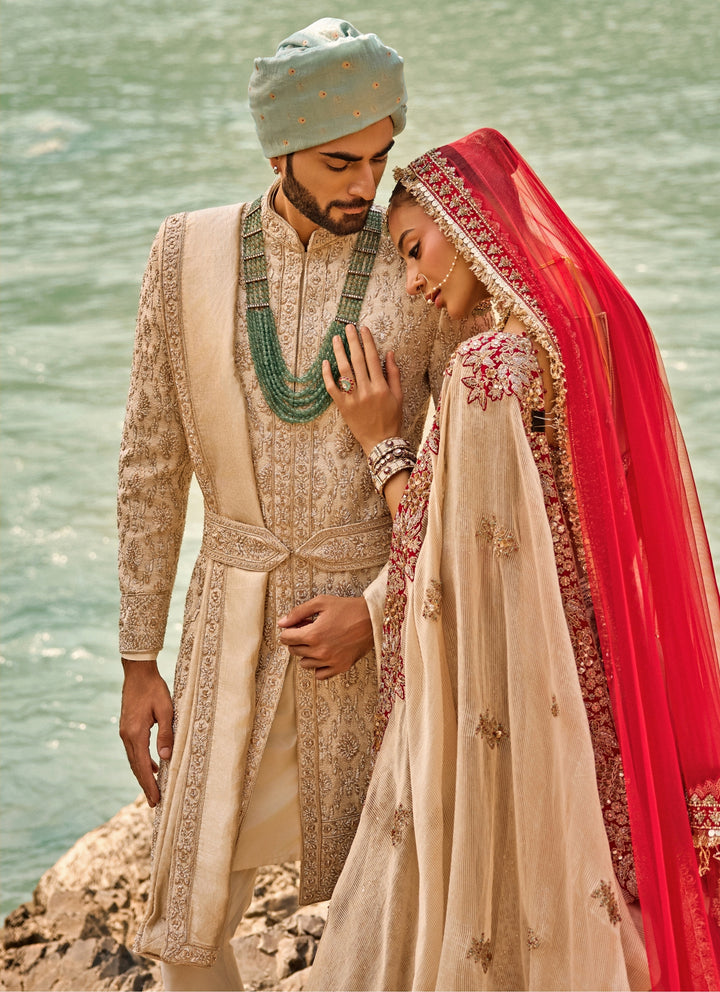 Blush Pink Raw Silk Bridal Lehenga Set
