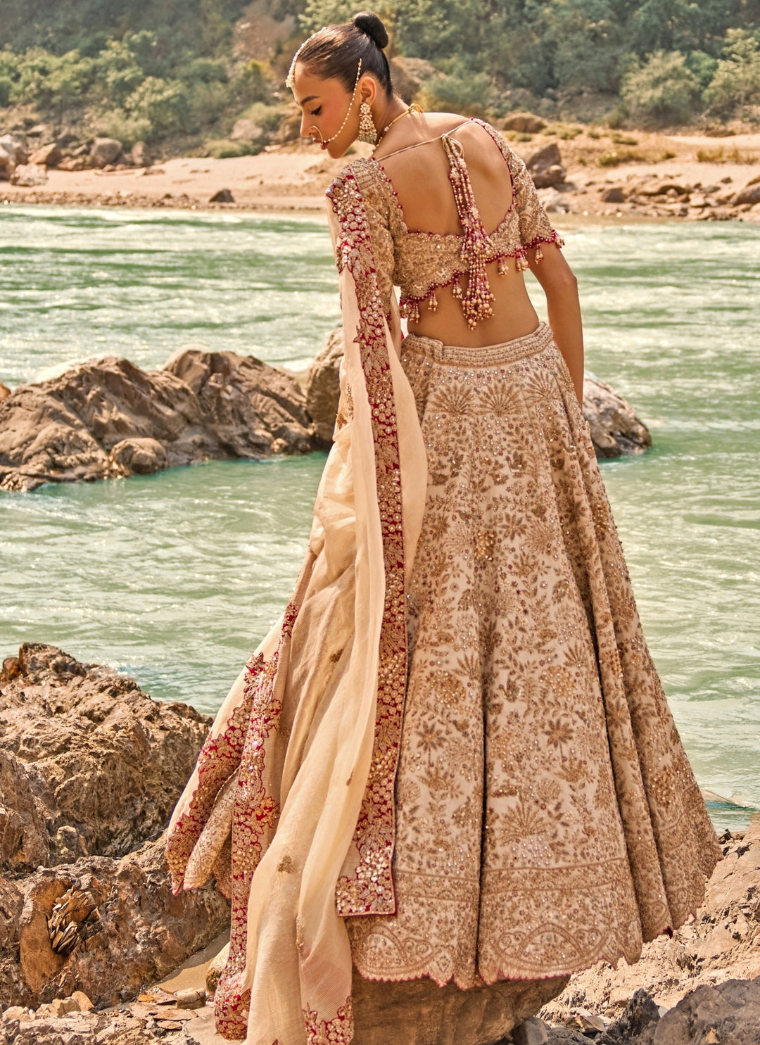 Blush Pink Raw Silk Bridal Lehenga Set