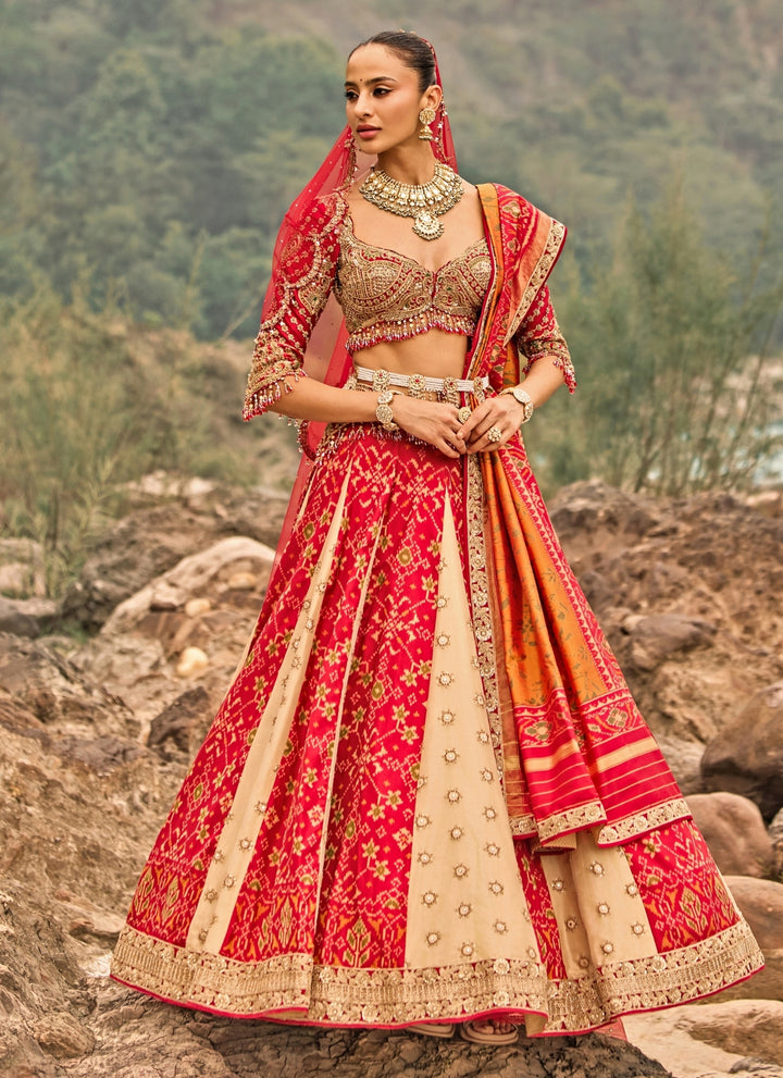 Multicolor Patola Silk Bridal Lehenga Set