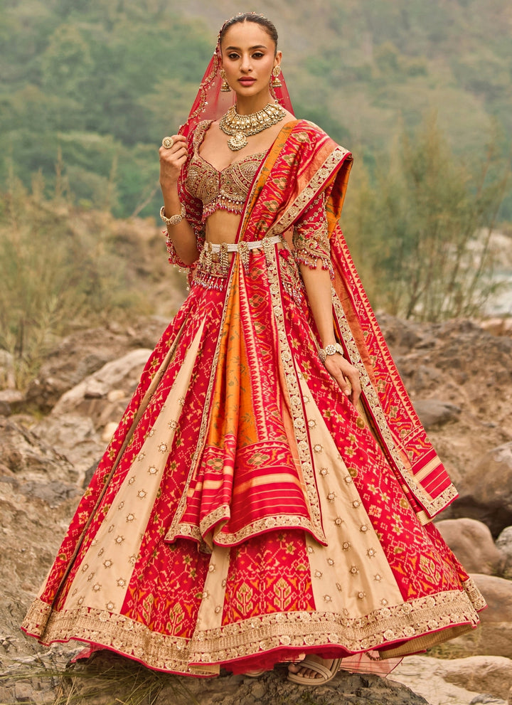Multicolor Patola Silk Bridal Lehenga Set