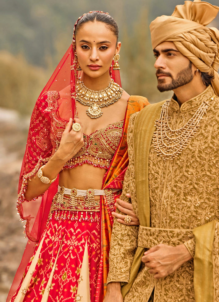 Multicolor Patola Silk Bridal Lehenga Set