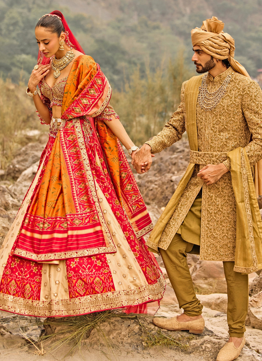 Multicolor Patola Silk Bridal Lehenga Set
