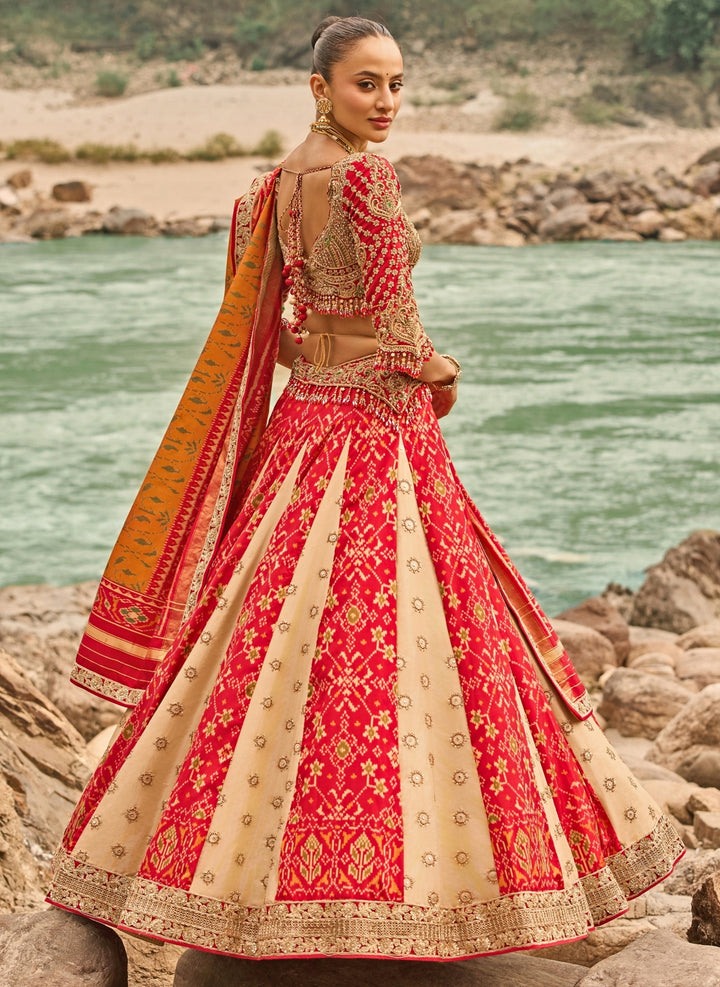 Multicolor Patola Silk Bridal Lehenga Set