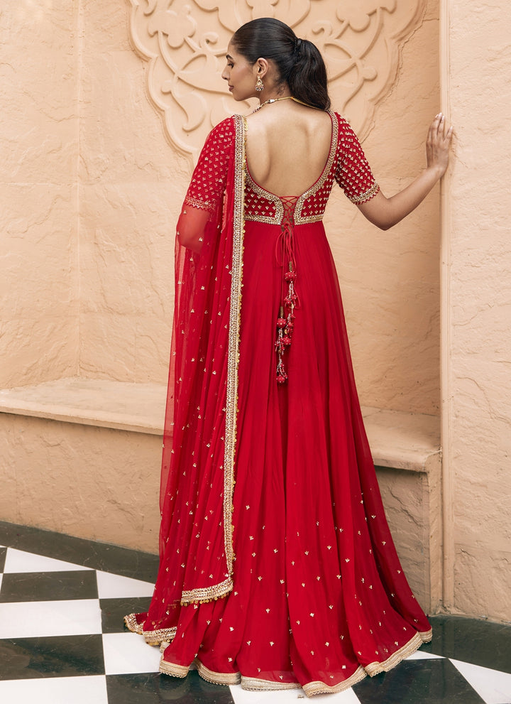 Ruby Red Georgette Anarkali Set