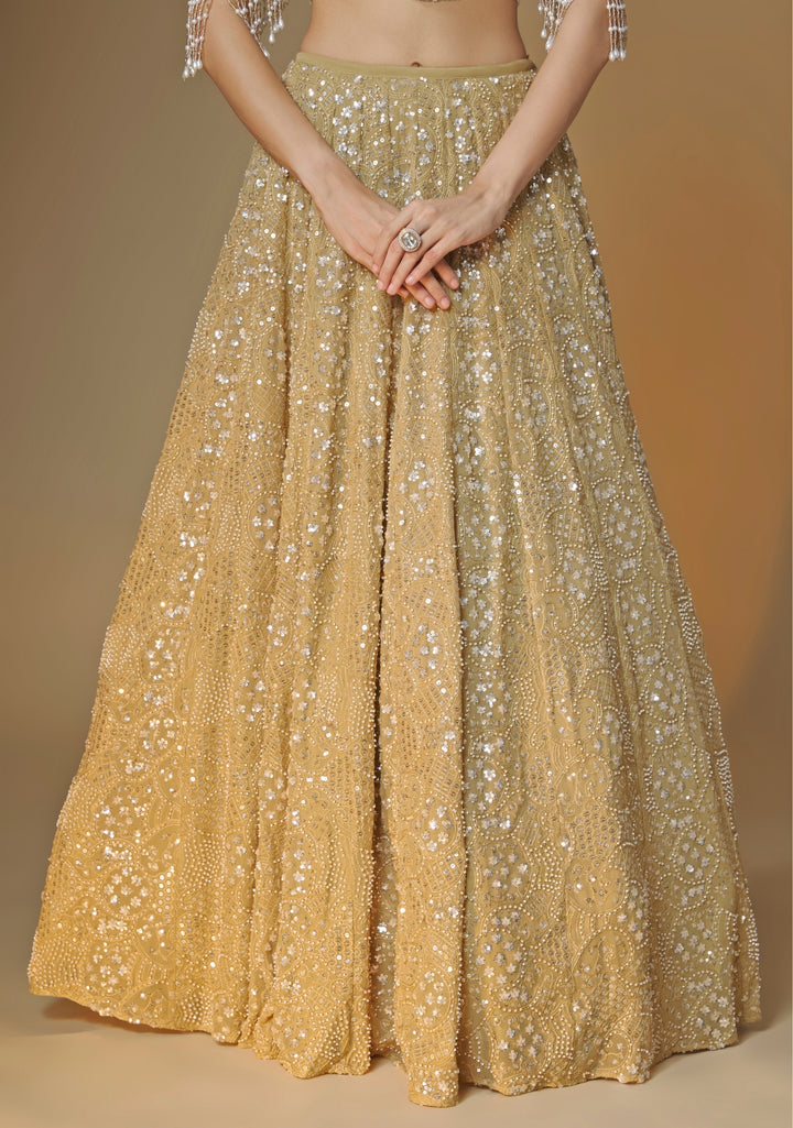 Champagne Gold Georgette Lehenga Set