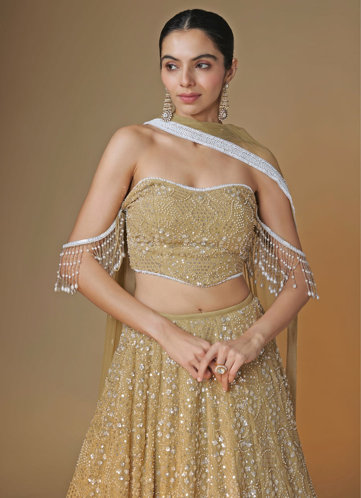 Champagne Gold Georgette Lehenga Set