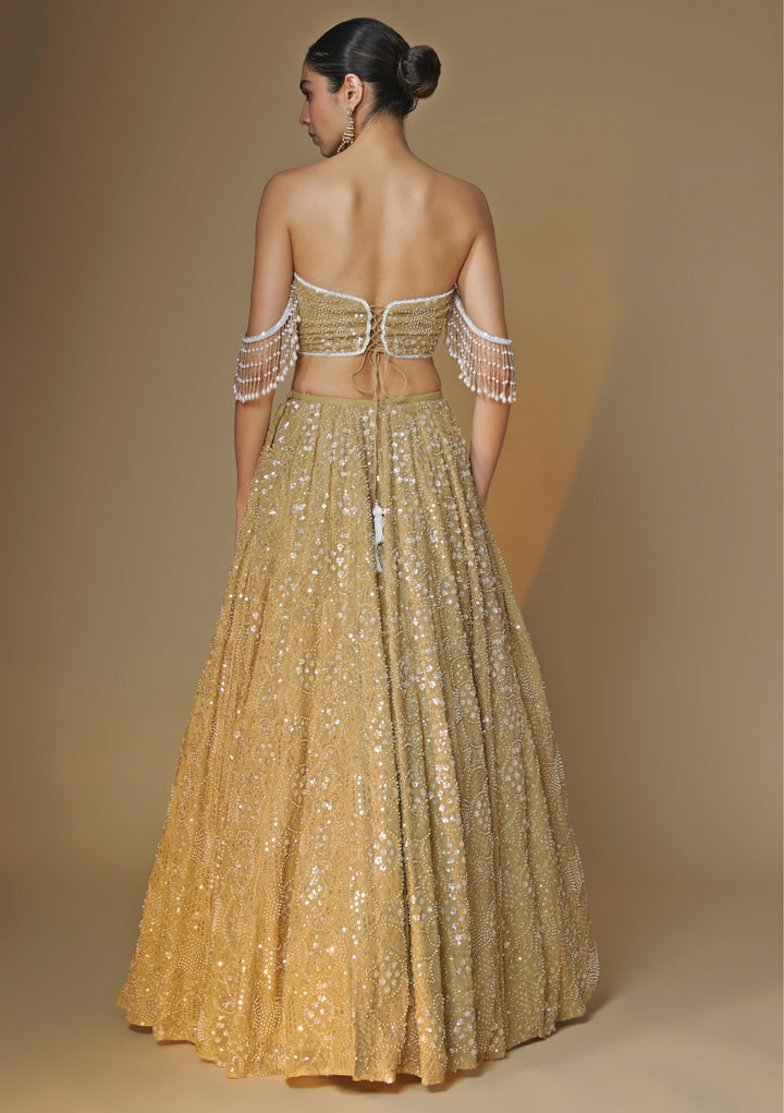 Champagne Gold Georgette Lehenga Set