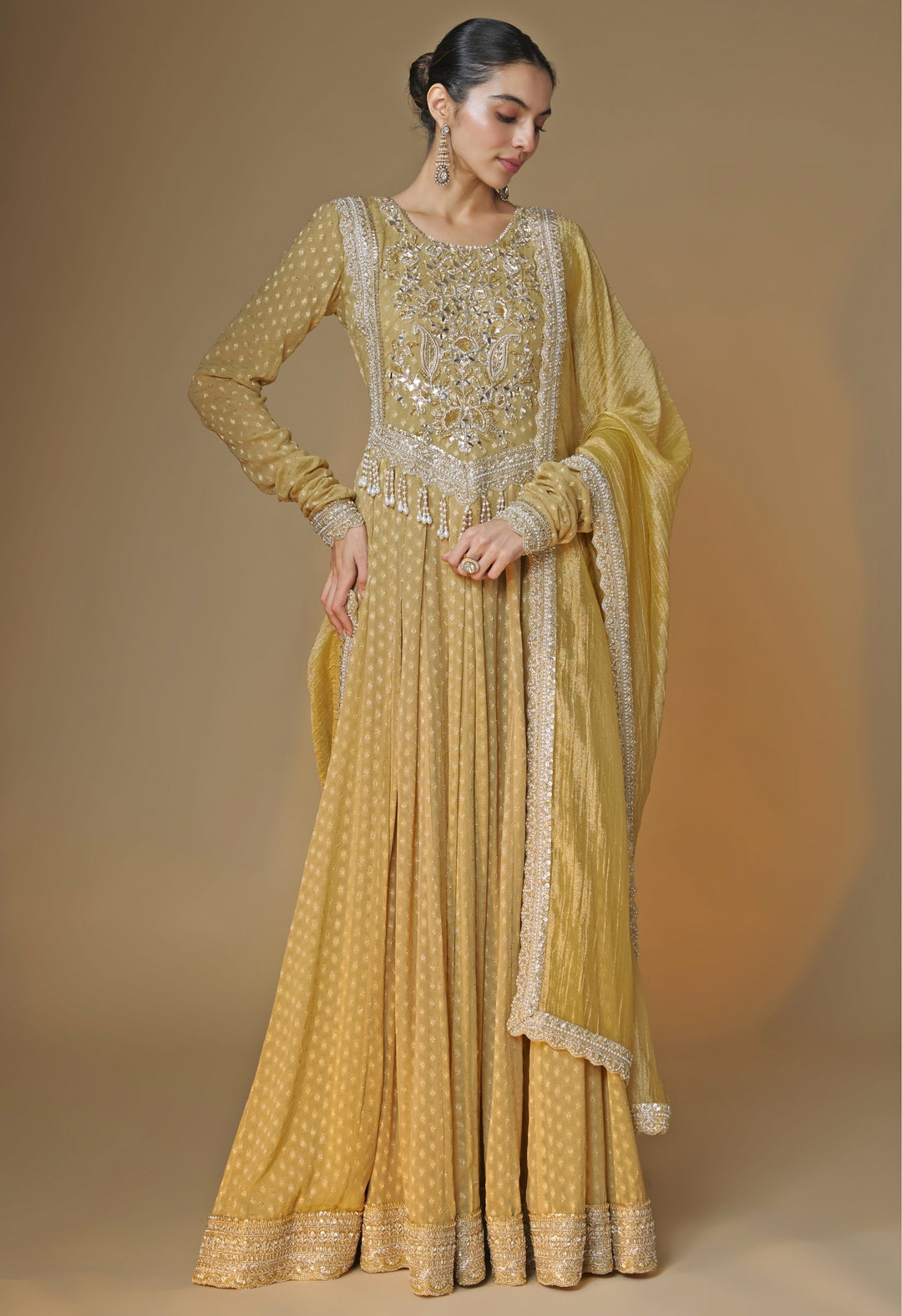 Champagne Gold Georgette Anarkali