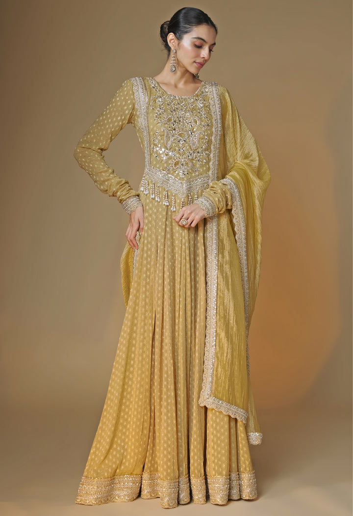 Champagne Gold Georgette Anarkali