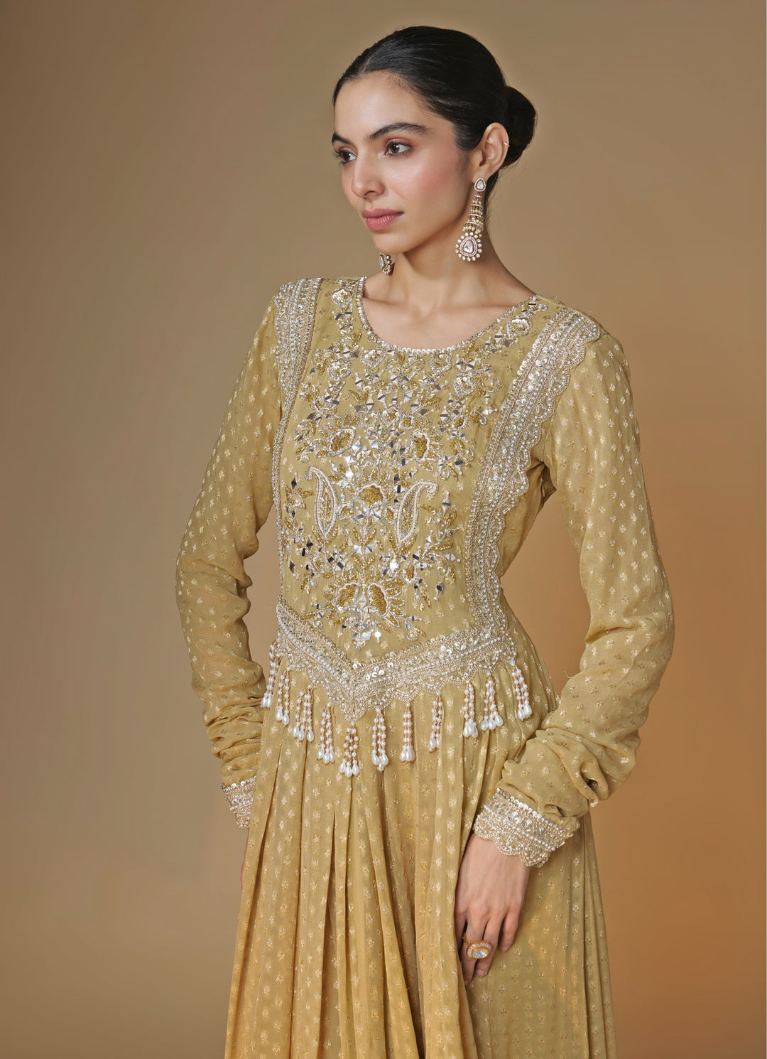 Champagne Gold Georgette Anarkali