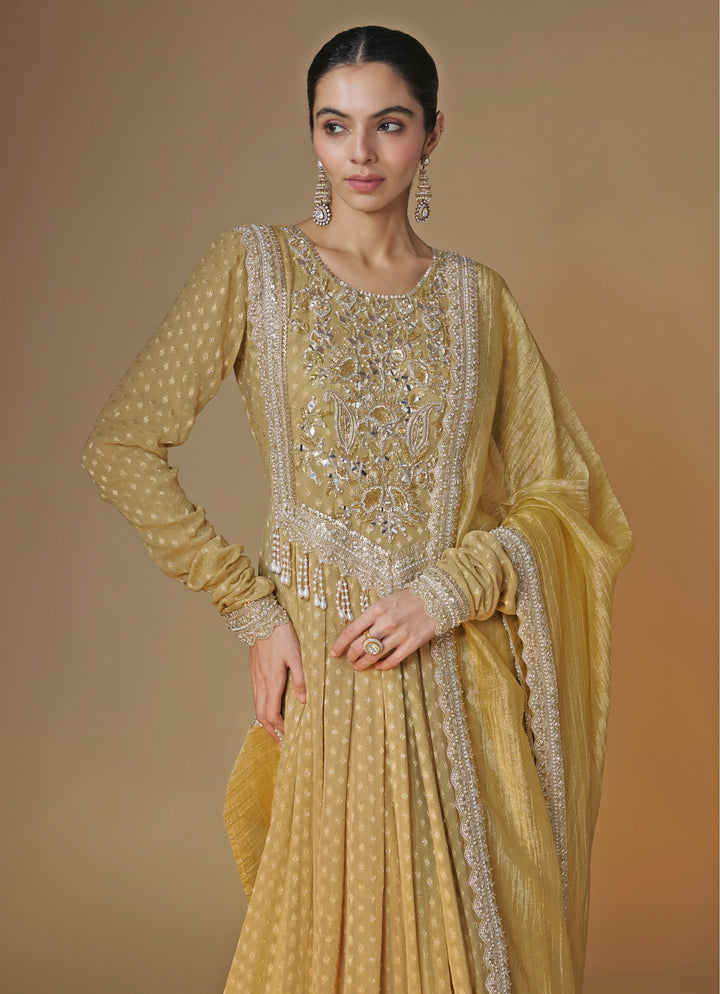 Champagne Gold Georgette Anarkali