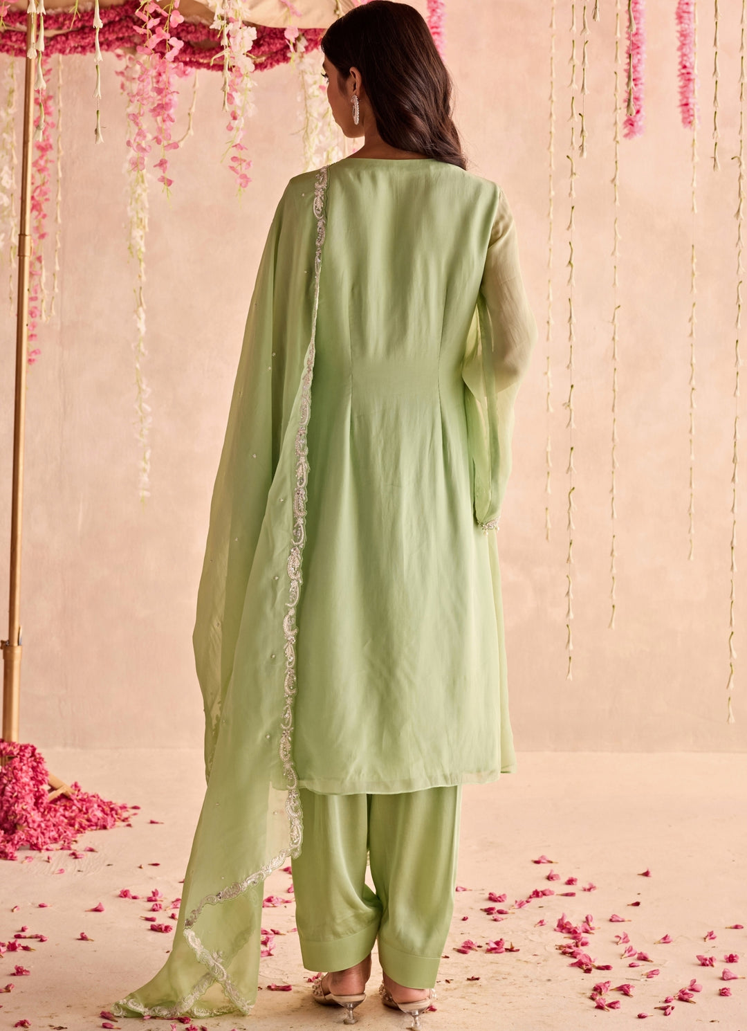 Pastel Green Embroidered Anarkali Set
