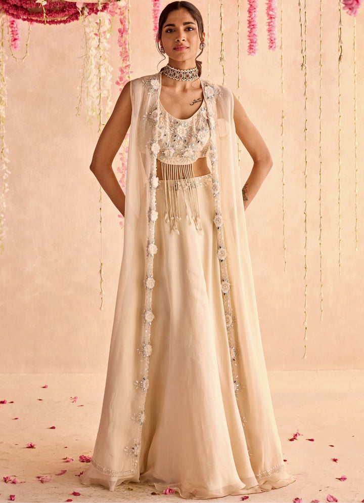 Ivory Embroidered Lehenga Set