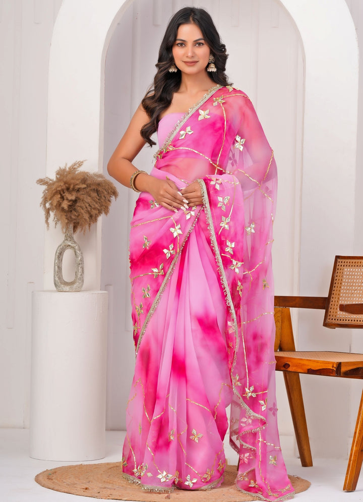 Pink Shaded Georgette Saree