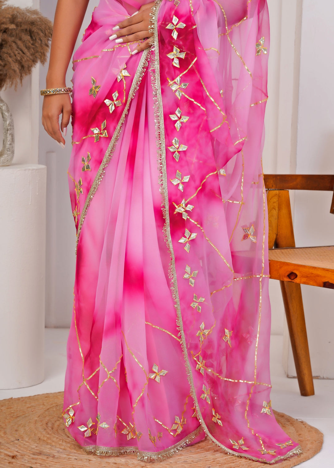 Pink Shaded Georgette Saree