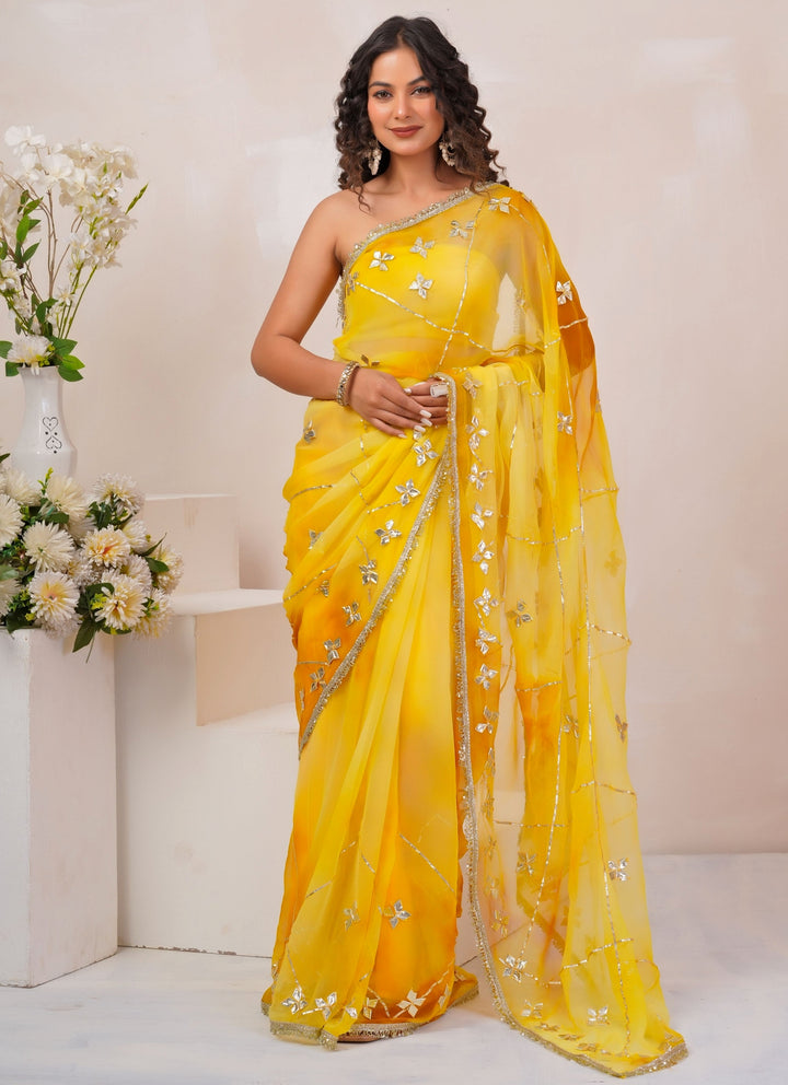 Yellow Shaded Georgette Saree
