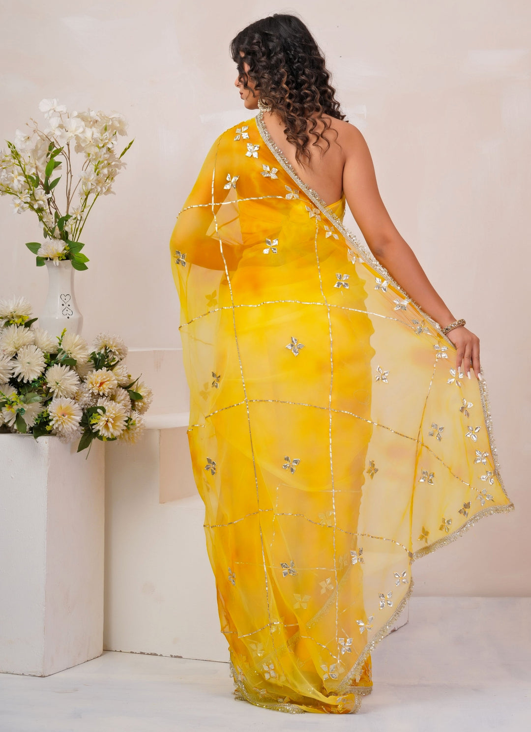 Yellow Shaded Georgette Saree