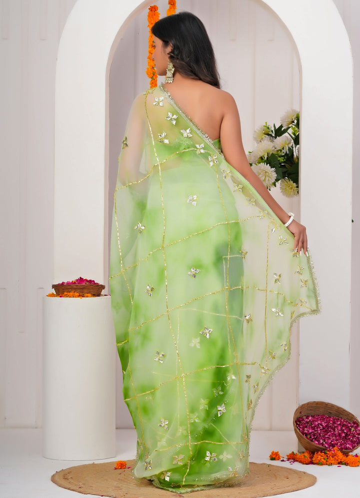 Green Shaded Georgette Saree