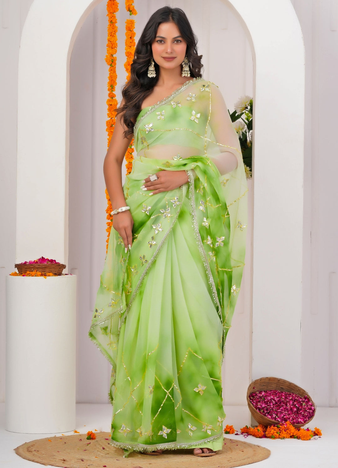 Green Shaded Georgette Saree