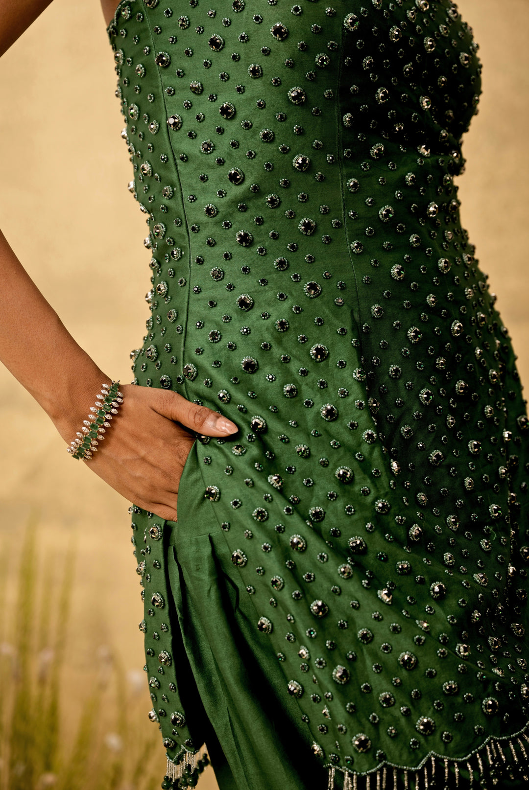 Emerald Green Silk Chanderi Kurta Salwar