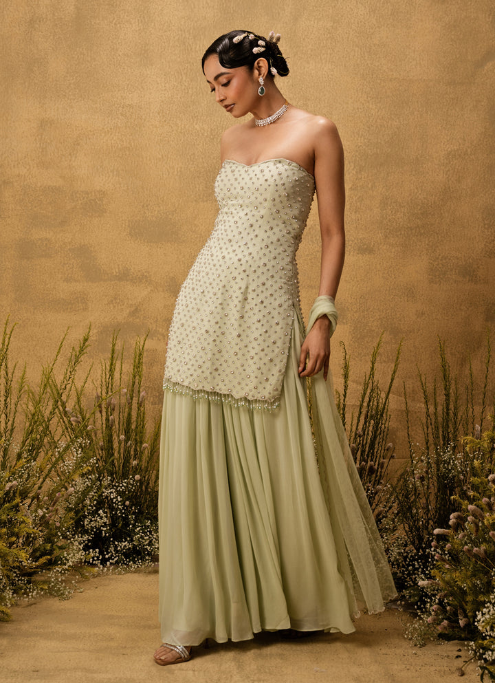 Mint Green Georgette Kurta Sharara