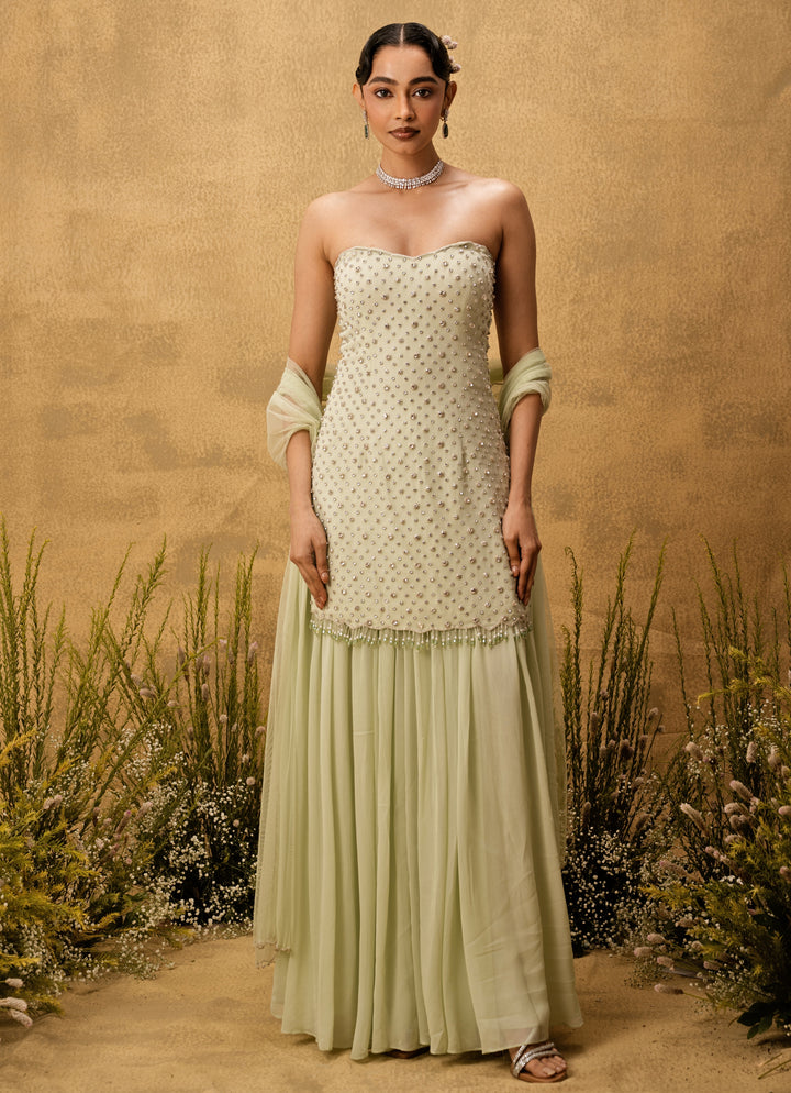 Mint Green Georgette Kurta Sharara